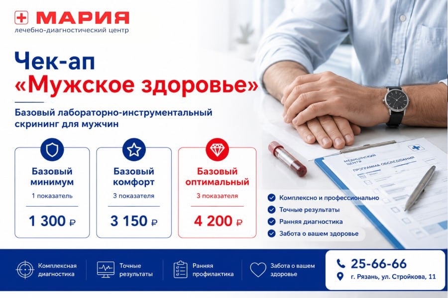 Чек-ап «Мужское здоровье» — лабораторно-инструментальный скрининг для мужчин